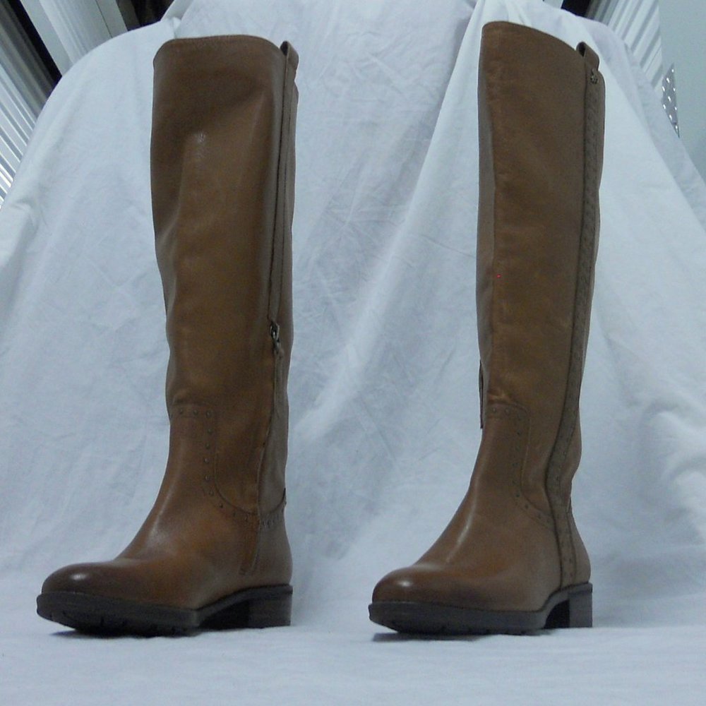 Sam Edelman Leather Knee Boots Tan Wide Calf 6M